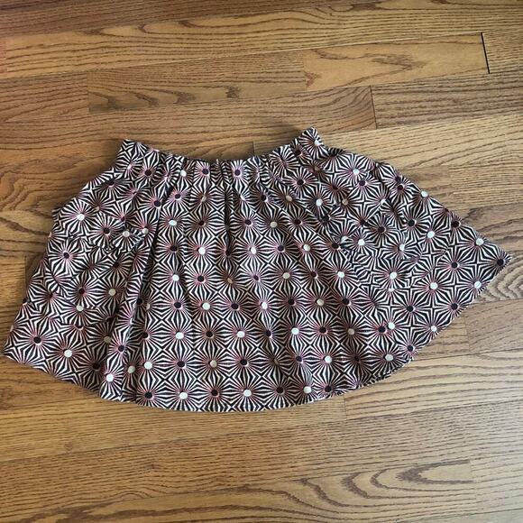 FREE PEOPLE Geometric Print Brown Red Mini A-Line Women's Skirt Size M - Picture 8 of 8